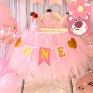 High chair skirt for baby girl birthday party